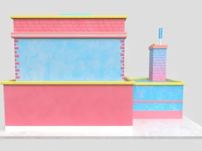 3D Cartoon Fire station Model Low-poly 3D model