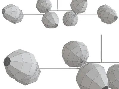 Nyla 6-Light Sputnik Linear Chandelier low poly 3d model Low-poly 3D model