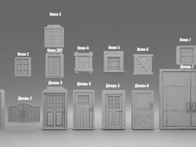 Wild west door and windows  3D print model