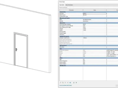Door - Full Parametric Revit Family Low-poly 3D model