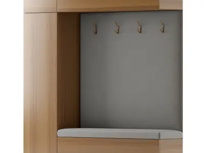 Hallway 7 storage unit with bench and coat hooks 3D model