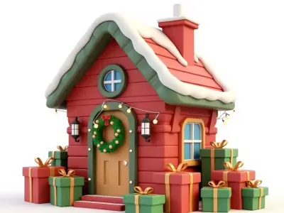 Cartoon Christmas Gingerbread House 3D Model Low-poly 3D model