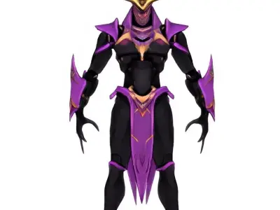 Purple Gold Alien Insectoid Warrior  Low-poly 3D model