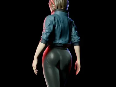 original 3D model cyberpunk-style woman Low-poly 3D model