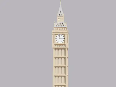 Cartoon London Big Ben Elizabeth Tower Low-poly 3D model