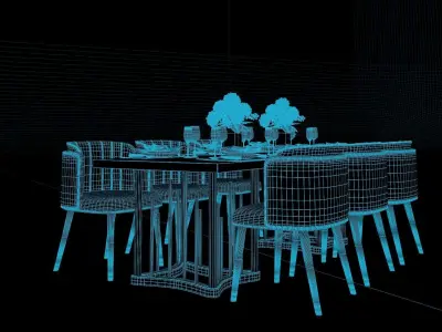 Tenarchstudio Ling Dong Series Dining Table 01 Render ready Vray 3D model
