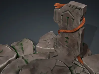 Stylized Ancient Rock Platform Low-poly 3D model
