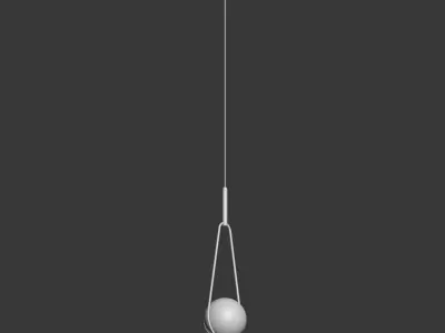 Pendant Lamp Loop Brass White Opaque Glass 3D model