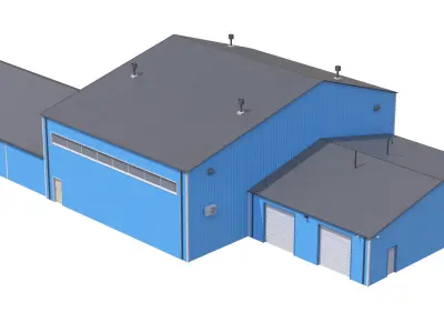 iIndustrial Building 9 Blue Low-poly 3D model