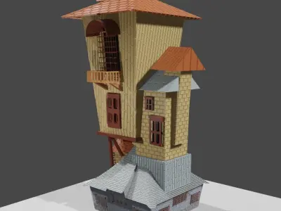 Harry Potter Burrow-Fantasy Building Low-poly 3D model
