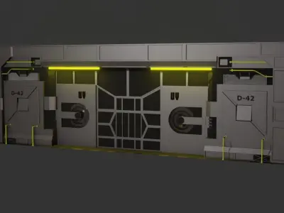 Sci-Fi Door Low-poly 3D model 3