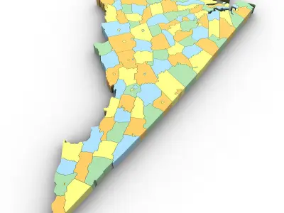 Virginia Political Map 3D model