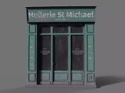  Parisian vintage storefront Low-poly 3D model