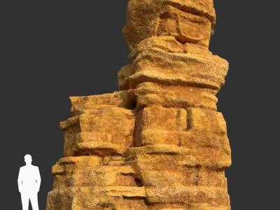 Low poly Yellow Canyon Column 181127 Low-poly 3D model