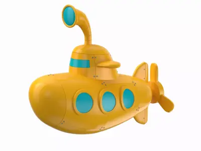 Cartoon Submarine Yellow 3D model