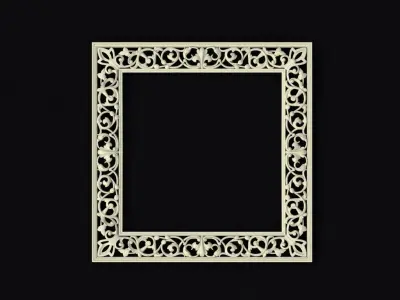 mirror gold ornate frame 3D model 7