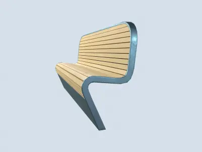 Street bench low poly pbr game ready Low-poly 3D model 4