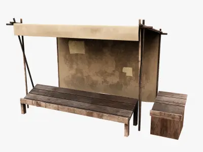 Market Stall Cotton Low-poly 3D model