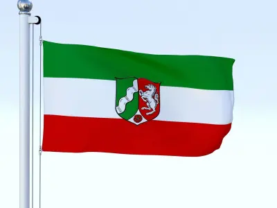 Animated North Rhine-Westphalia German State Flag Low-poly 3D model