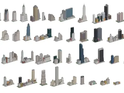 City Downtown Skyscraper Low-poly 3D model