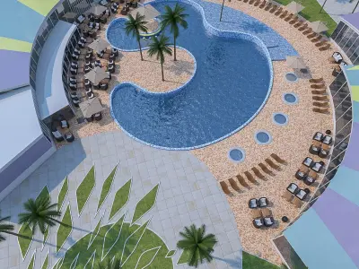 Outdoor Spa Pool Low-poly 3D model