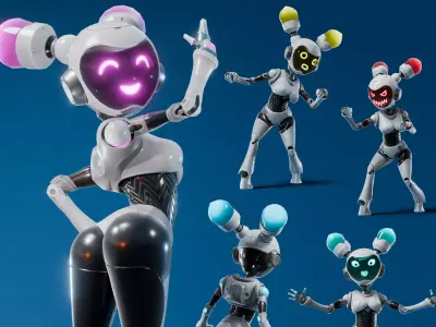 Rob-0-Girl Low-poly 3D model