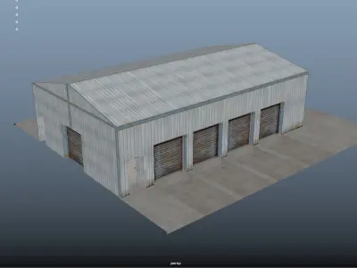 Low Poly Buildings warehouse Free low-poly 3D model