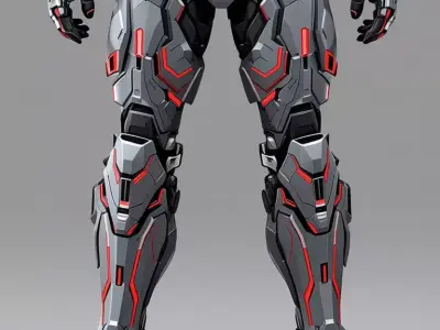 Futuristic Armored Soldier High-Tech Combat Suit Red Accents Low-poly 3D model