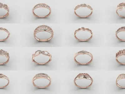 200 Model Files Womens Rings Lightweight STL 3DM Printable 3D Model Pack