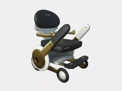 Tech Wheelchair B06 Black Gold - Disability Character Design Low-poly 3D model