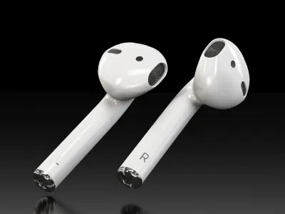 Apple AirPods wireless bluetooth earphones Low-poly 3D model