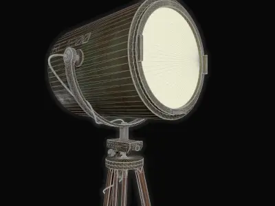 Spotlight tripod with light Low-poly 3D model