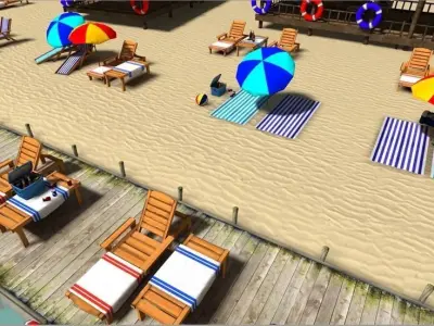Beach sitting assets Low-poly 3D model