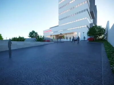 3D Model  Modern 9-Story Hospital Building Low-poly 3D model