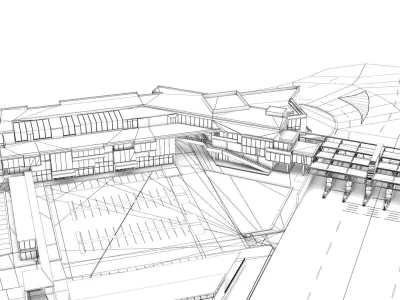 Border Control and Administration Buildings Low-poly 3D model