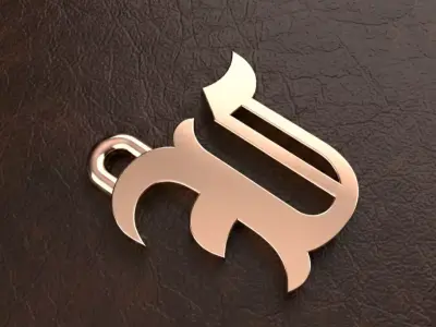 Gothic Letter U Pendant 3D print model