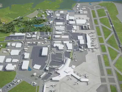 Auckland Airport Low-poly 3D model