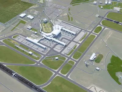 Budapest Airport 12km Low-poly 3D model