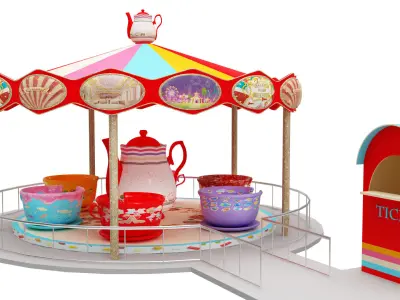 Tea Cup Ride Low-poly 3D model