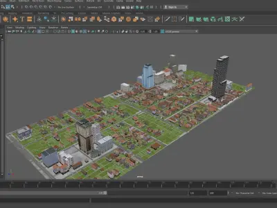Modern City Cityscape Landscape Urban Block Street 03 Low-poly 3D model