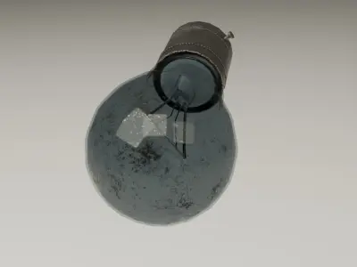 Vintage incandescent lightbulb and holder Low-poly 3D model
