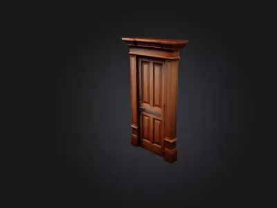 Realistic Wooden Door Frame Low-poly 3D model