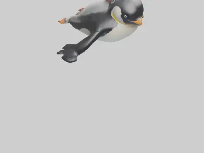 Penguin sliding on belly model Low-poly 3D model