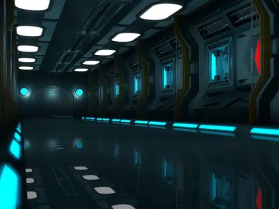 Sci Fi Corridor 3D model 39