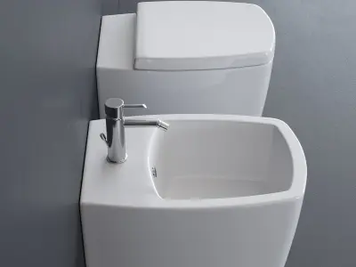 GALASSIA WC SA02 Wall Hung bidet and toilet art 8970 art 8971 Low-poly 3D model
