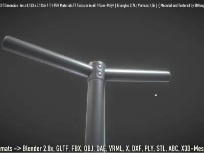 Low-poly street light pole 3 Low-poly 3D model