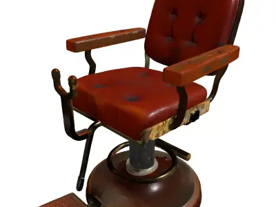 Vintage Rusty Barber Chair Low-poly 3D model