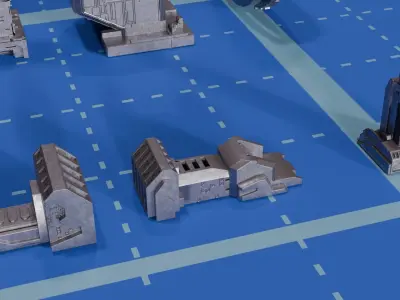 35 Custom Sci Fi Buildings Kitbash  3D model