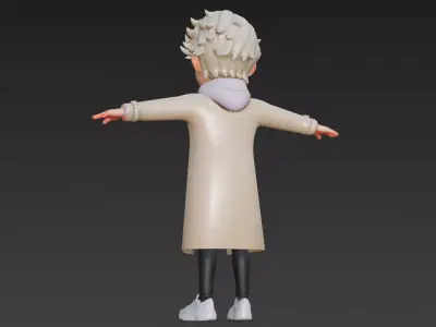 Cartoon Korean Style Boy 3D Model Rigged Character Low-poly 3D model