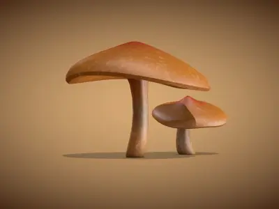 Mushroom 2 two mushrooms Low-poly 3D model